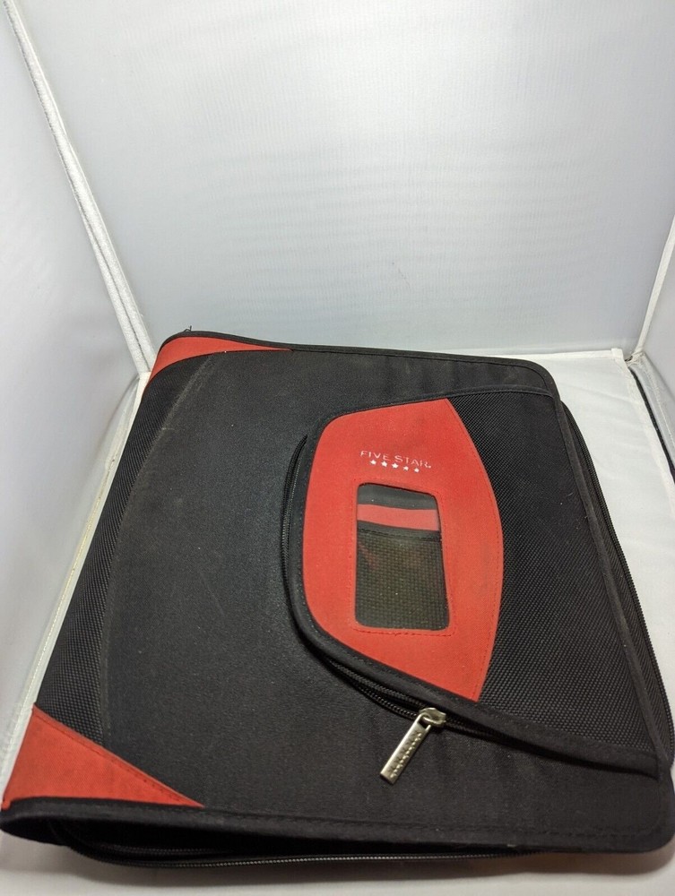 Vintage Mead Five Star Black Red 3 Ring Trapper Keeper Zip Binder Folder School